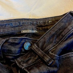 American Eagle black size 2 short distressed jeans